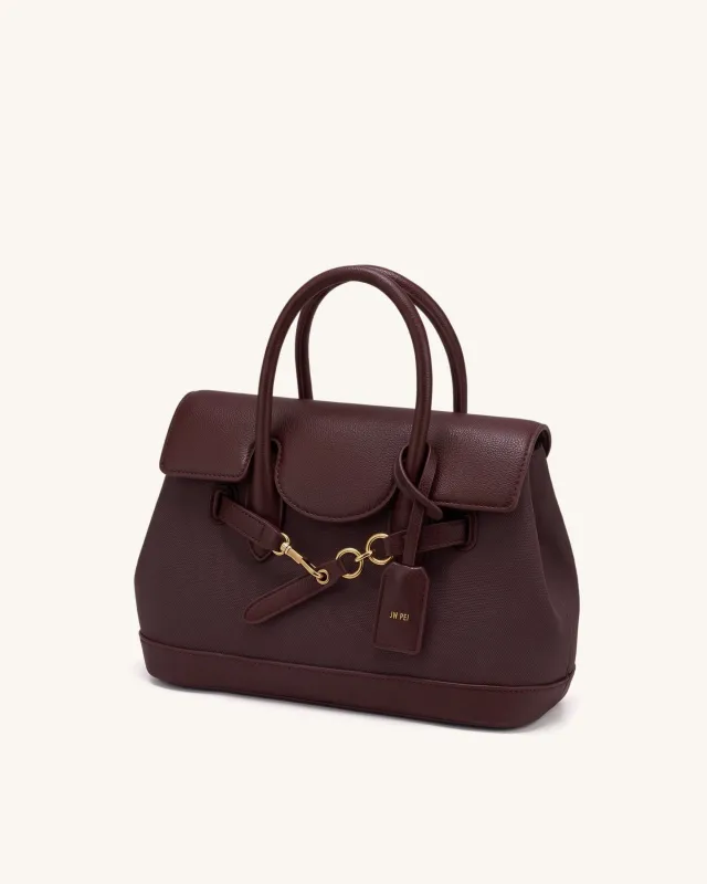 Alina Belted Satchel Bag - Claret Canvas made by JW PEI