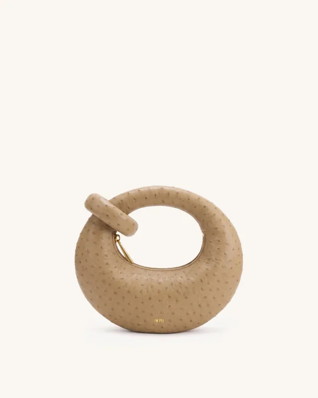 Abacus Faux Ostrich Mini Top Handle Bag - Khaki made by JW PEI