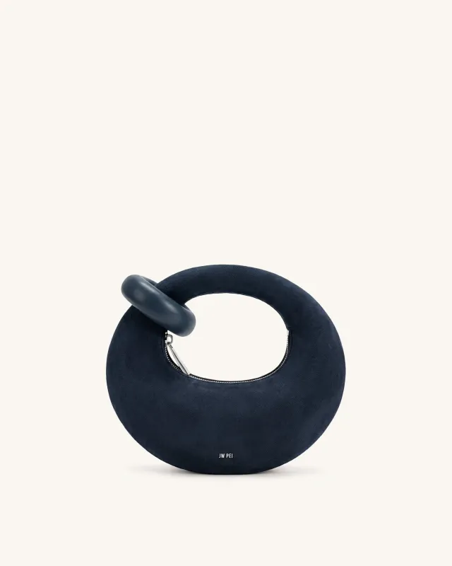 Abacus Faux Suede Mini Top Handle Bag - Navy Blue made by JW PEI