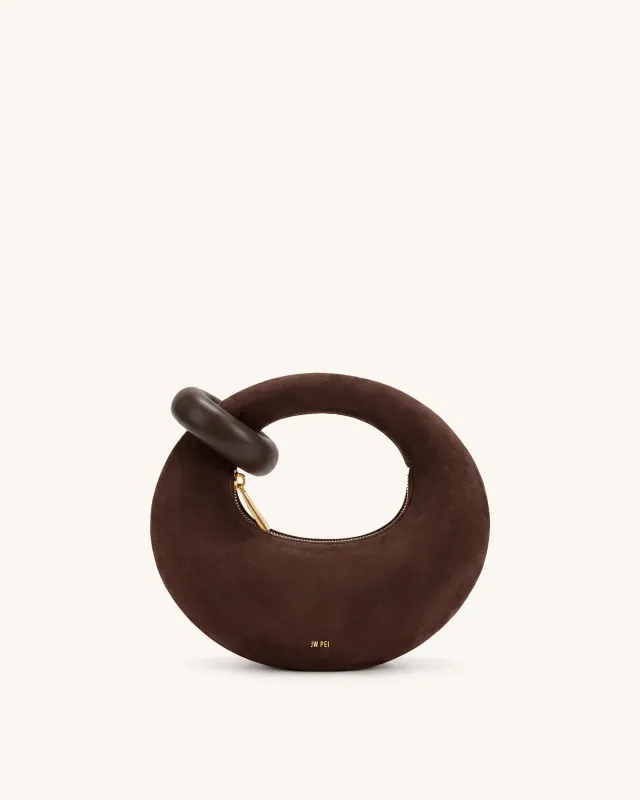 Abacus Faux Suede Mini Top Handle Bag - Chocolate Brown made by JW PEI