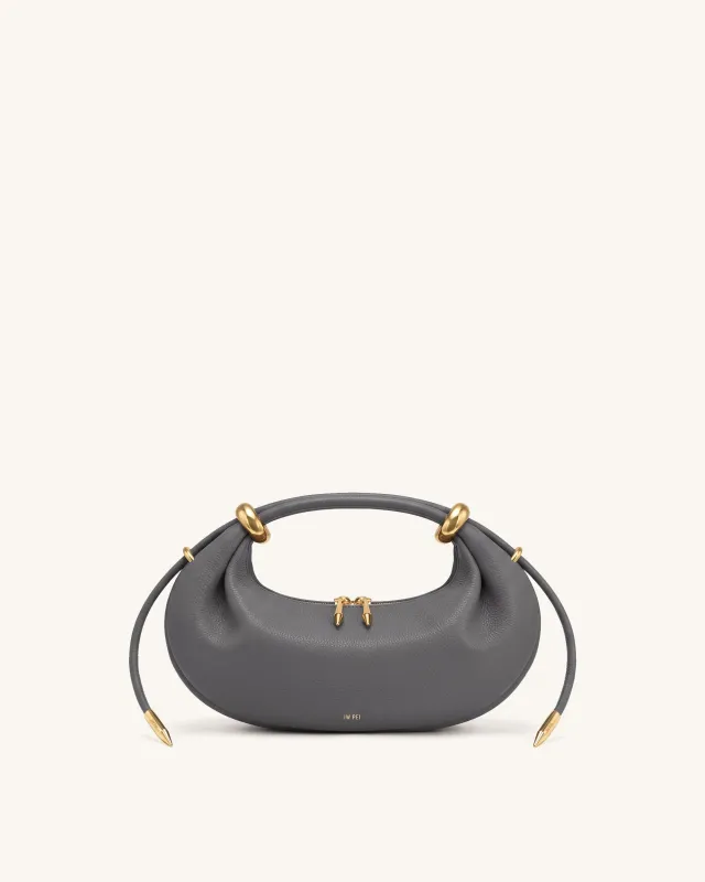 Ellie Metal Ring Embellished Crescent Top Handle Bag - Gray made by JW PEI
