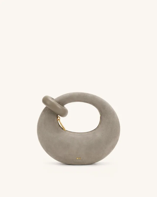 Abacus Faux Suede Mini Top Handle Bag - Oatmeal Gray made by JW PEI