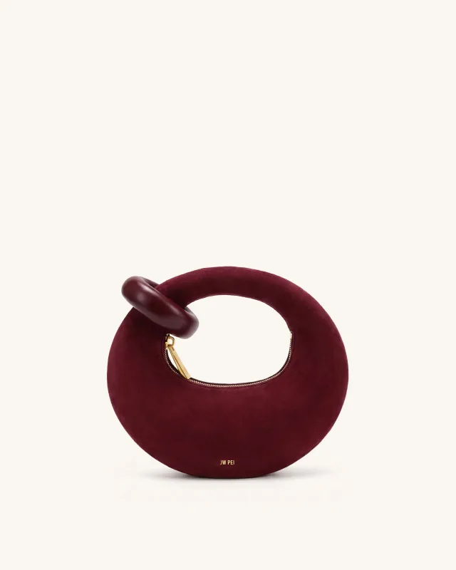 Abacus Faux Suede Mini Top Handle Bag - Burgundy made by JW PEI