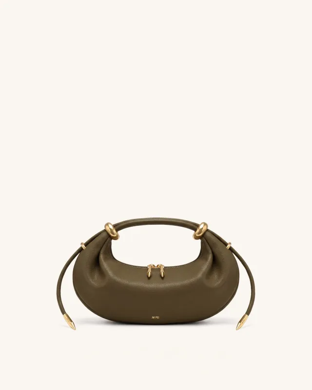 Ellie Metal Ring Embellished Crescent Top Handle Bag - Olive Green made by JW PEI