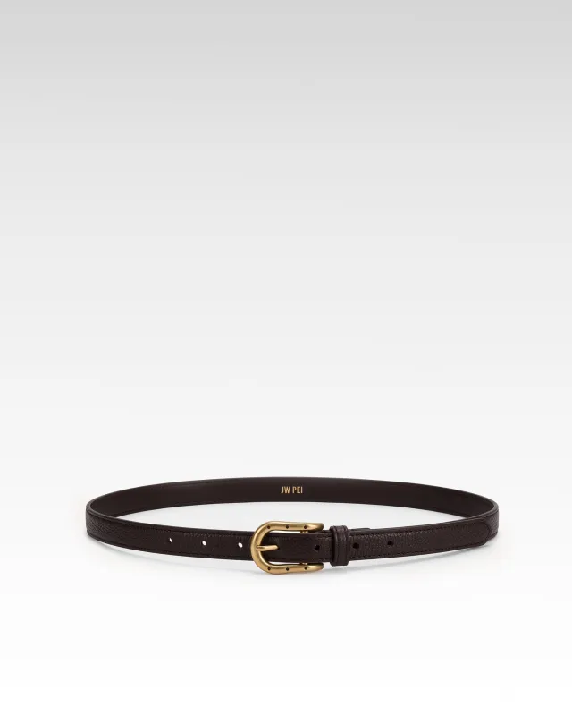 Aria Pebbled Buckle Belt – Dark Brown made by JW PEI