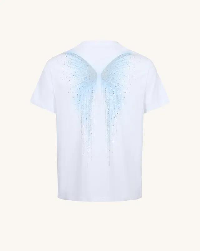 The Ethereal Crystal Blue Butterfly Back Tee - White made by JW PEI