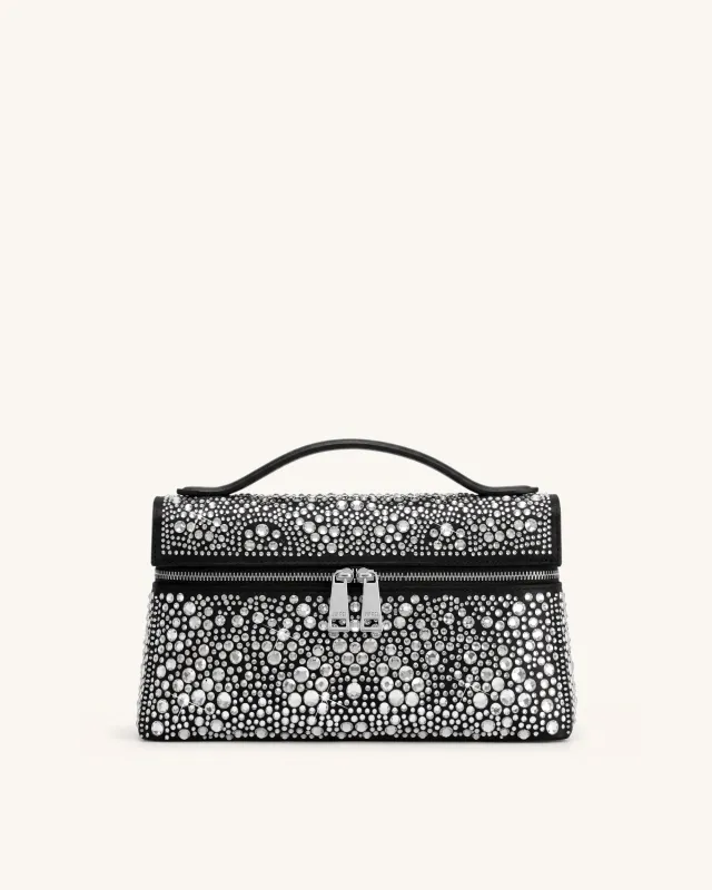 Thea Artificial Crystal Top Handle Bag - Charcoal Black made by JW PEI
