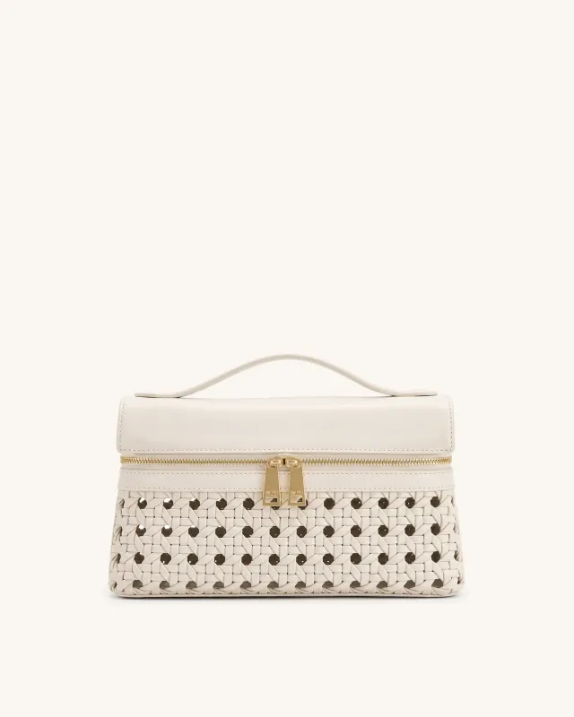 Thea Open-Woven Top Handle Bag - Warm White made by JW PEI