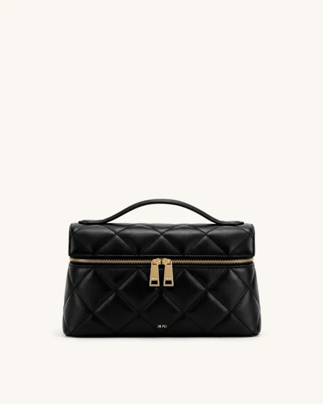 Thea Quilted Top Handle Bag - Obsidian Black made by JW PEI