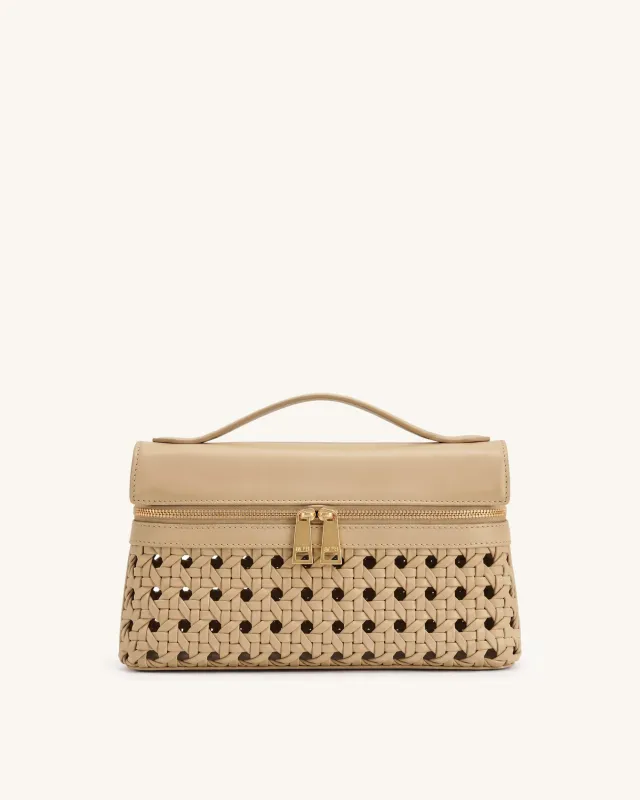 Thea Open-Woven Top Handle Bag - Yellow Brown made by JW PEI