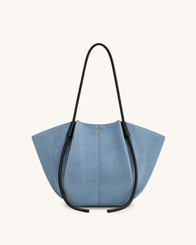Nala Wide Tote Bag - Light Blue Denim made by JW PEI