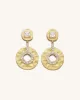 Geometrical Openwork Small Round Earrings - 18ct Gold Plated & White Zircon sold by JW PEI