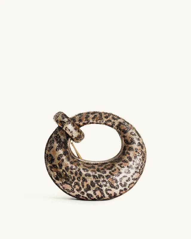 Abacus Metallic Sequin Mini Top Handle Bag - Leopard Print sold by JW PEI