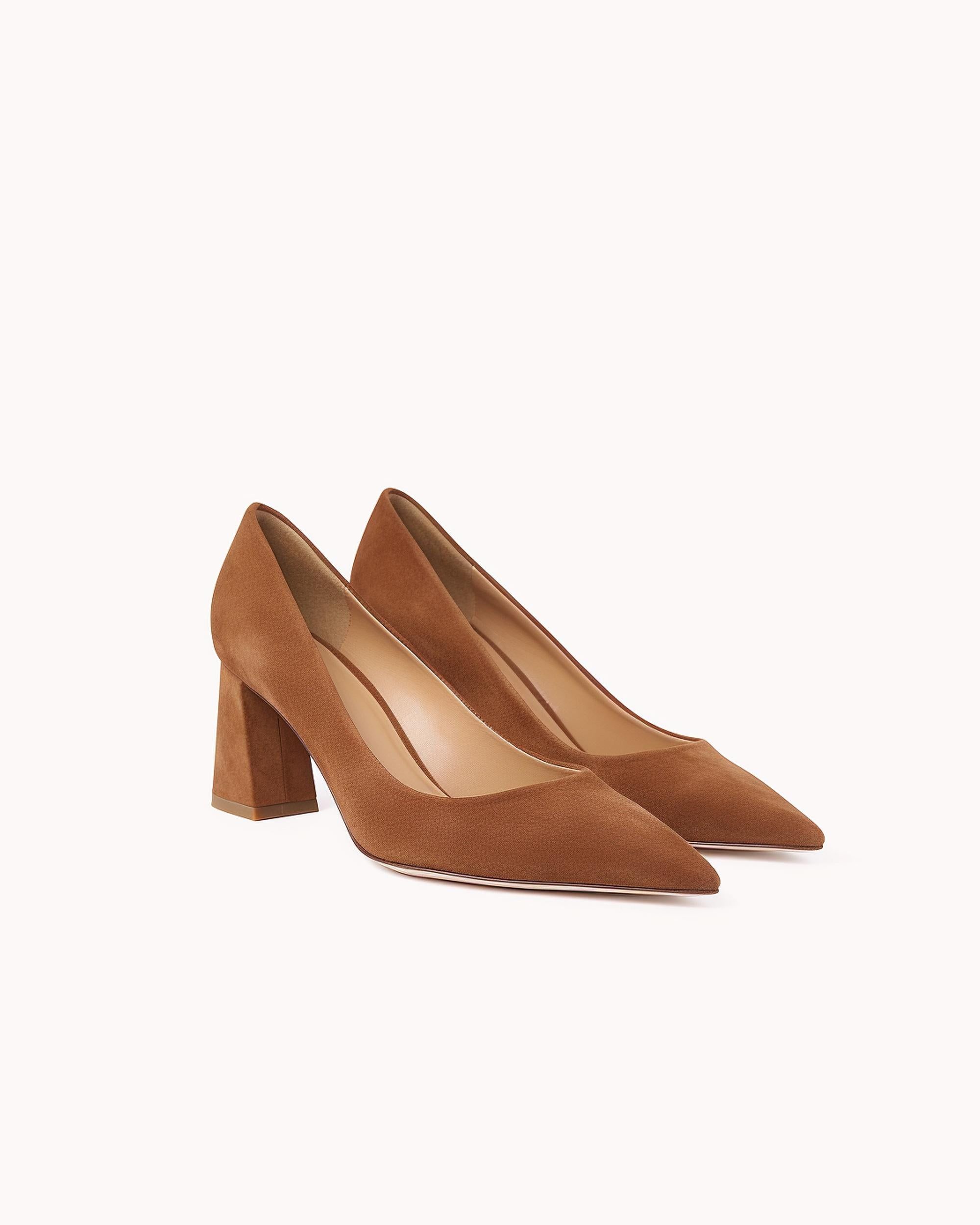 Pointed Suede Pumps-Brown sold by JW PEI