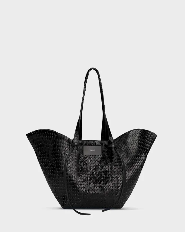 Weave Shoulder Tote Bag - Black sold by JW PEI