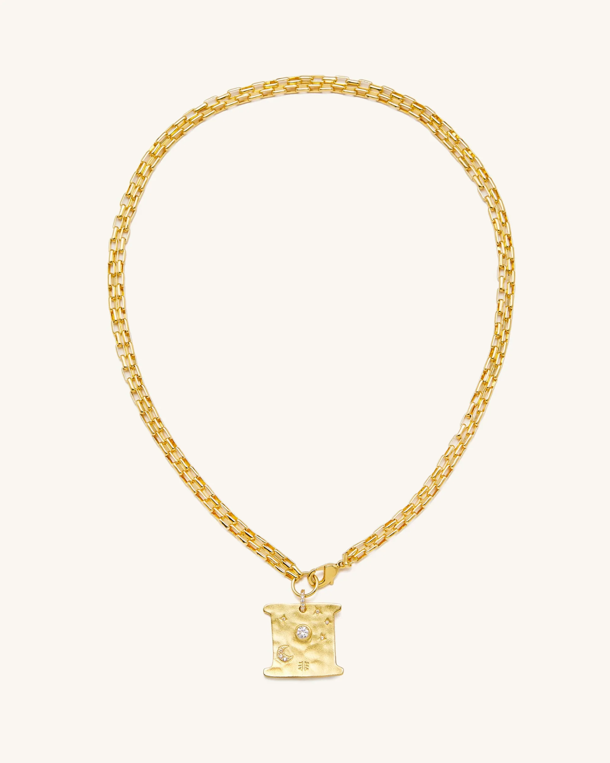 Cosmos Square Necklace - 18ct Gold Plated & White Zircon sold by JW PEI