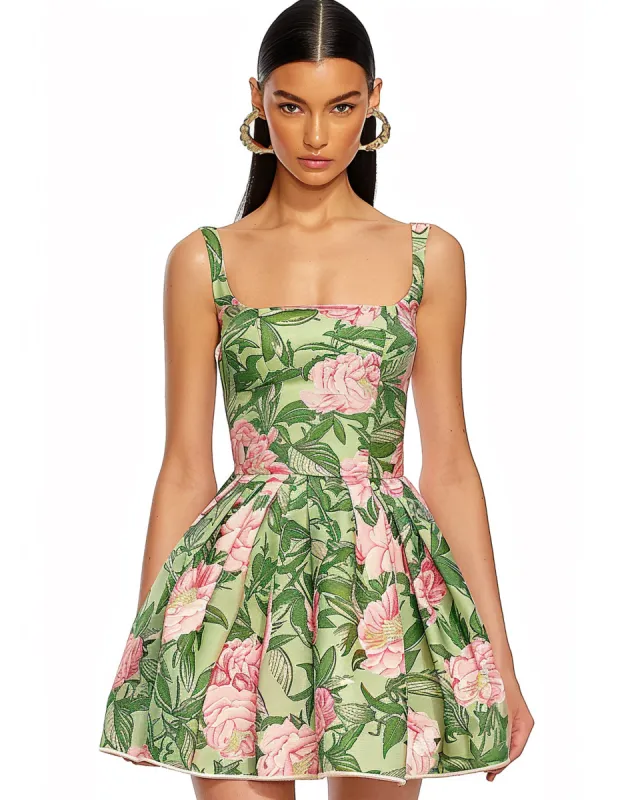 Isabella Floral Mini Dress - Green sold by JW PEI