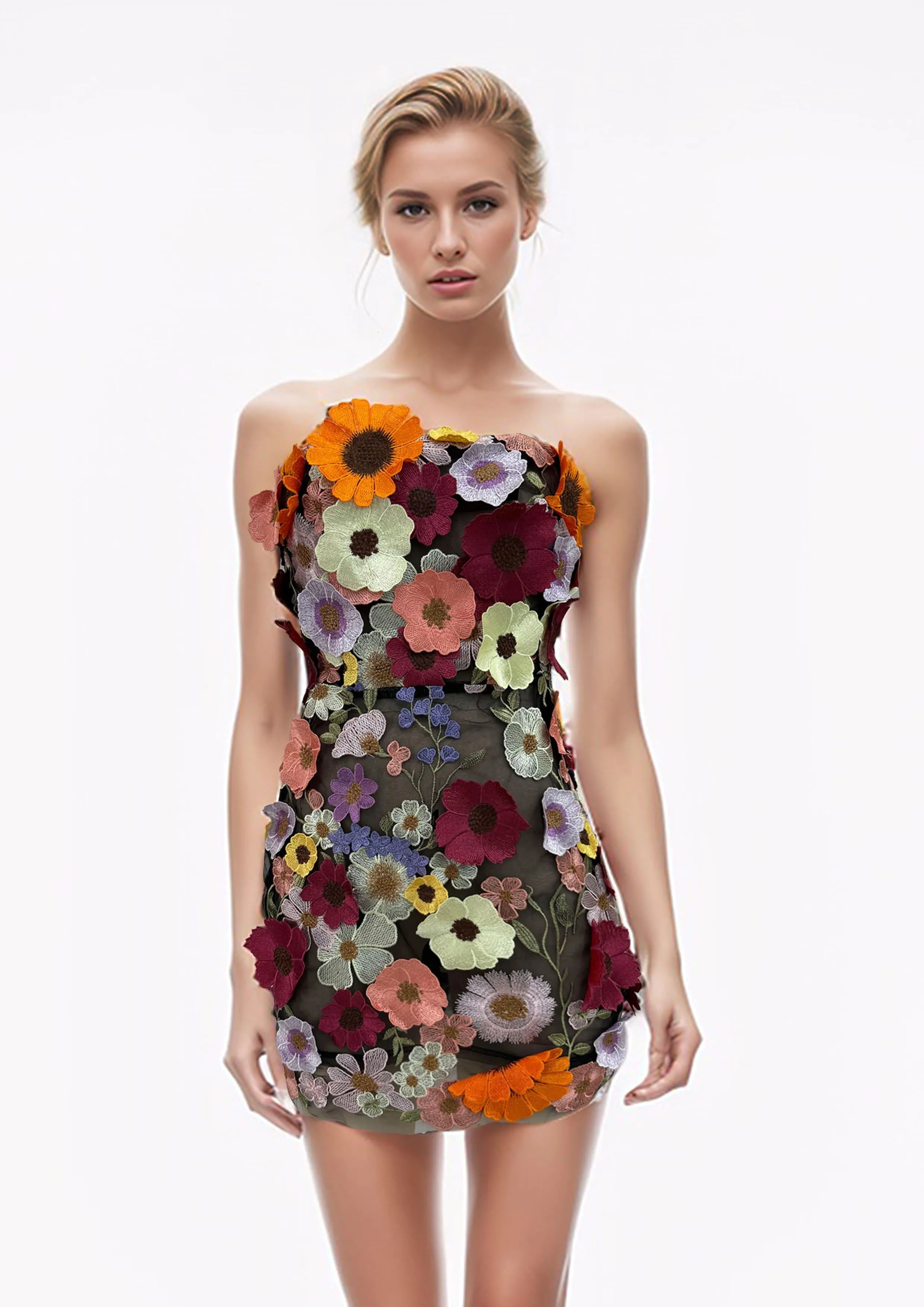 Multicolor Floral Embroidery Dress sold by JW PEI