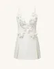 Yuliya White Floral Embellishment V-neckline Mini Dress - White sold by JW PEI
