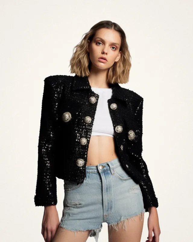 Classic Black Sequin Blazer - Black sold by JW PEI