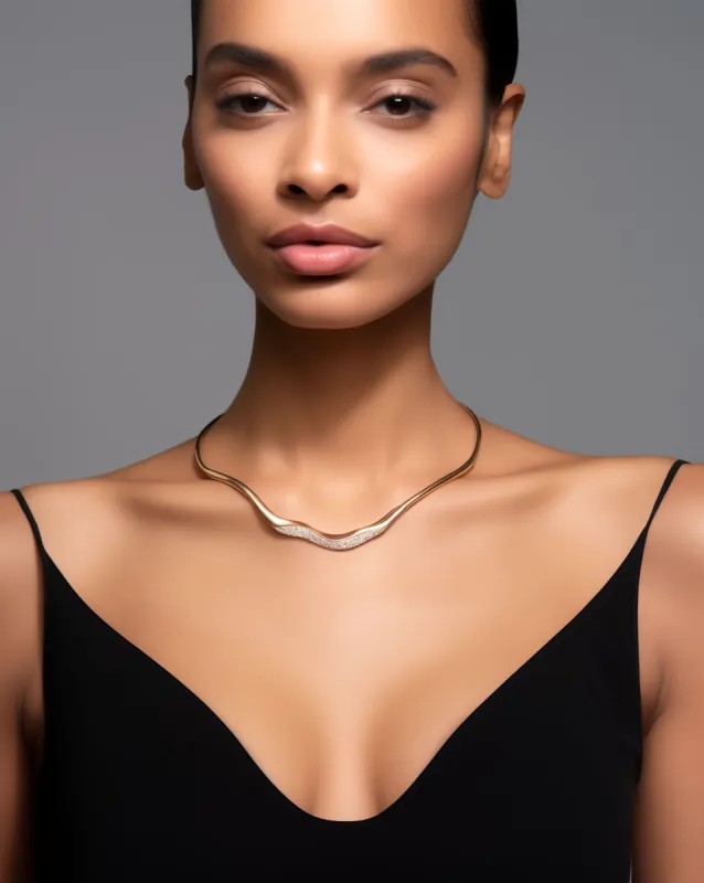 Wave Diamond Necklace - Gold sold by JW PEI