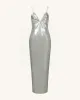 Ayliua Sweetheart-Neckline Rhinestones Embellished Silver Long Dress - Silver sold by JW PEI