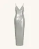Ayliua Sweetheart-Neckline Rhinestones Embellished Silver Long Dress - Silver sold by JW PEI