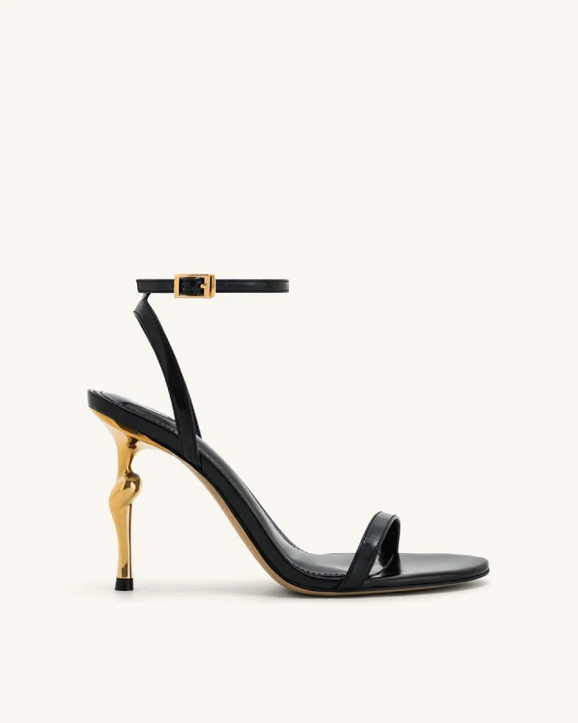 Alivia Gold Metal Heel Sandals - Black sold by JW PEI