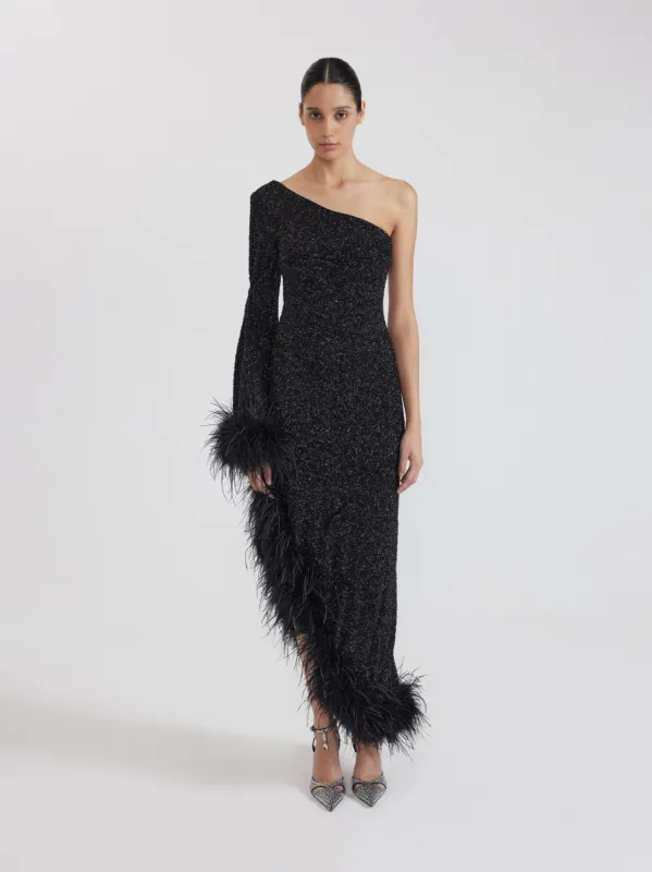 Black Embellished Long Sleeve Dress - Black sold by JW PEI