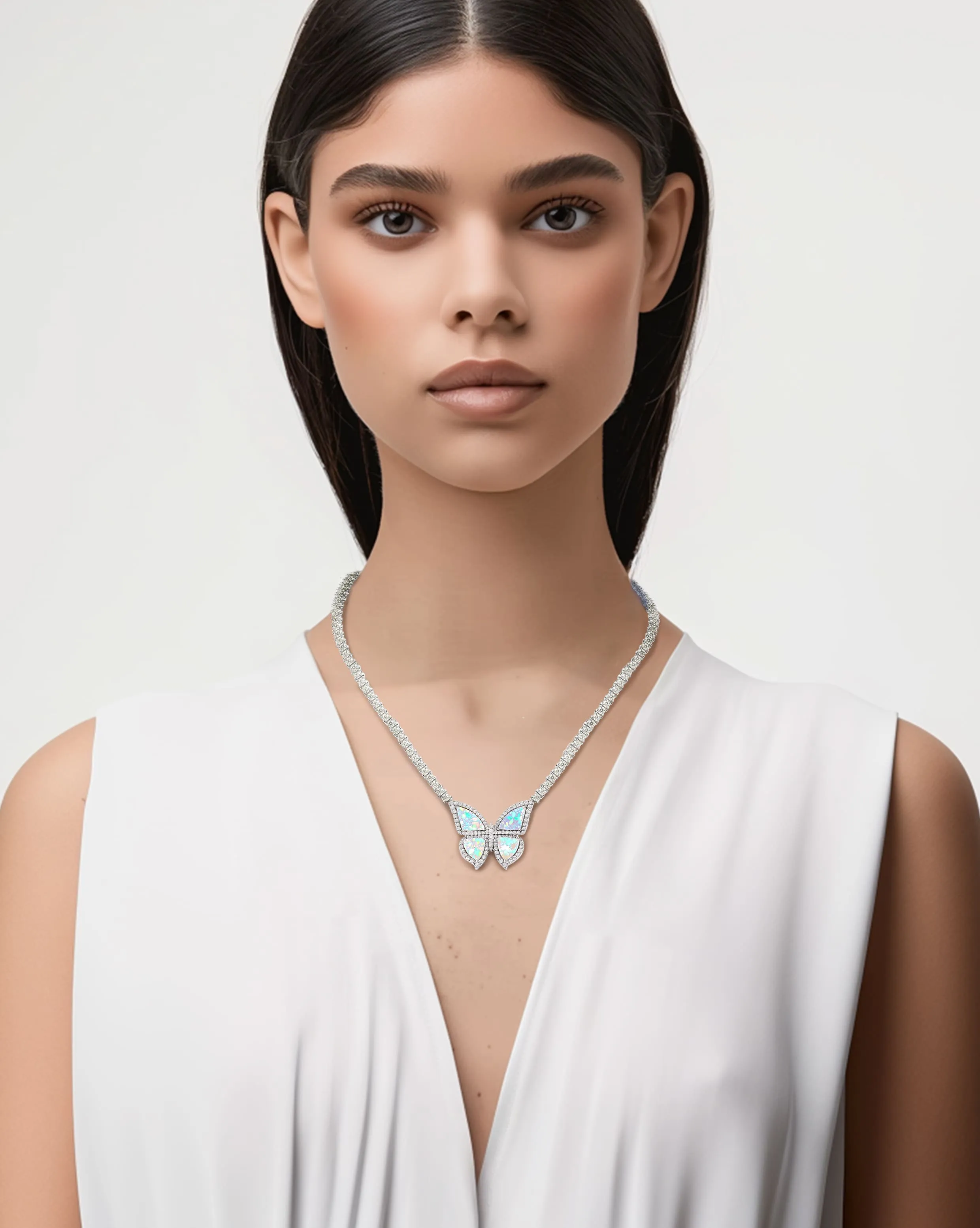 Butterfly Diamond Necklace - Silver sold by JW PEI