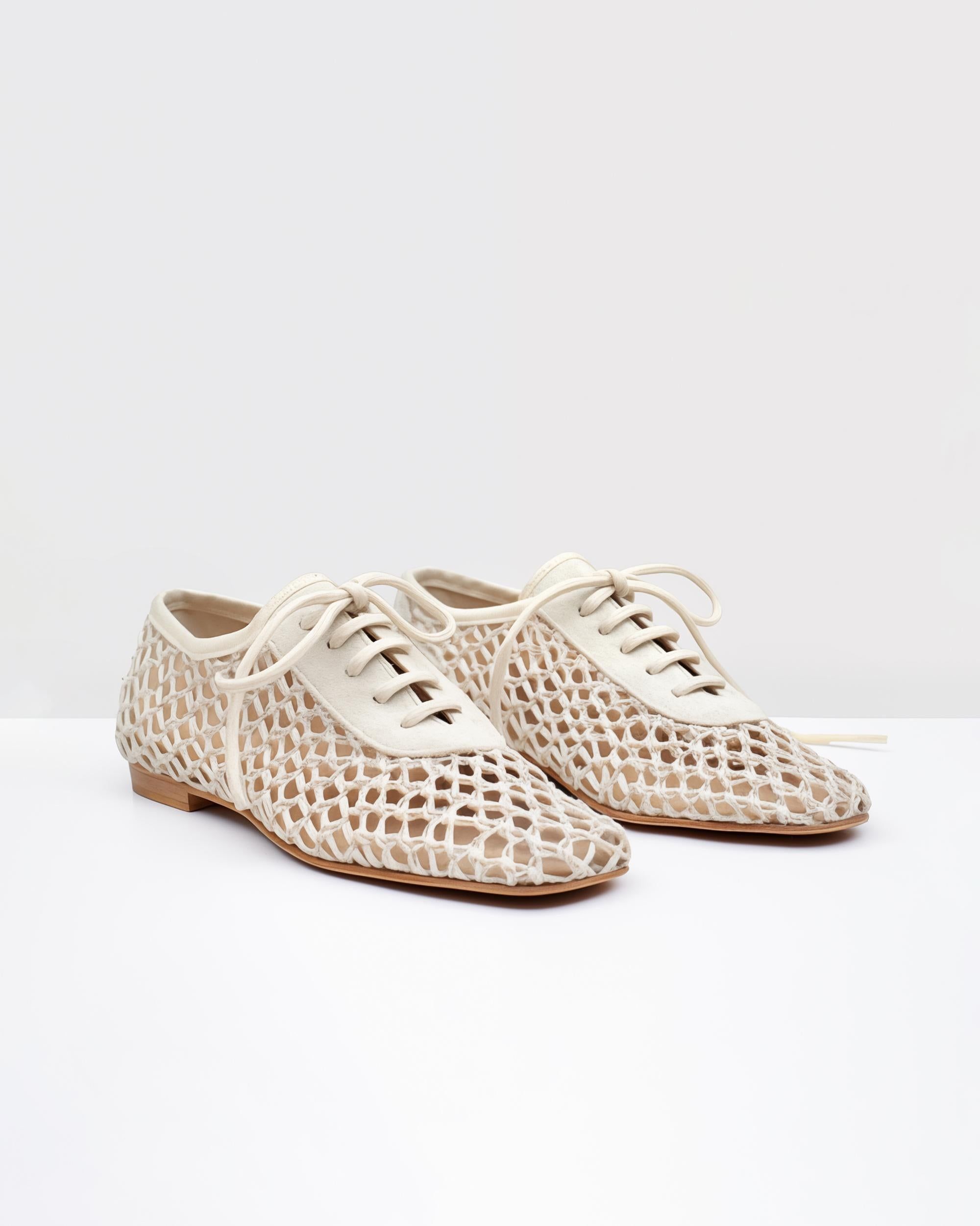 Weave Mesh Oxford Flat Shoes - Beige sold by JW PEI