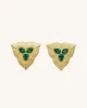 Leaf Earrings - 18ct Gold Plated & Dark Green Zircon sold by JW PEI