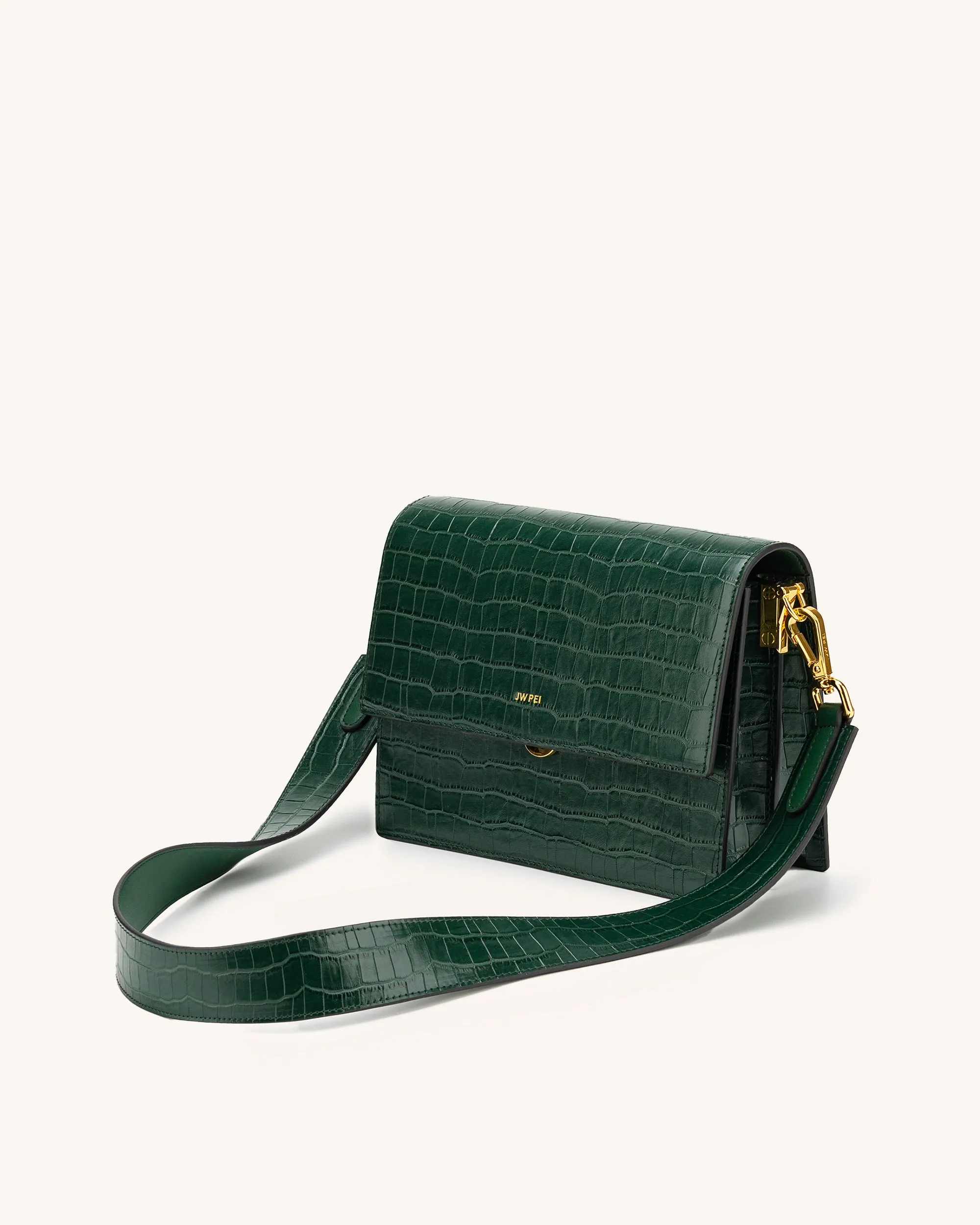 Mini Flap Crossbody - Dark Green Croc sold by JW PEI