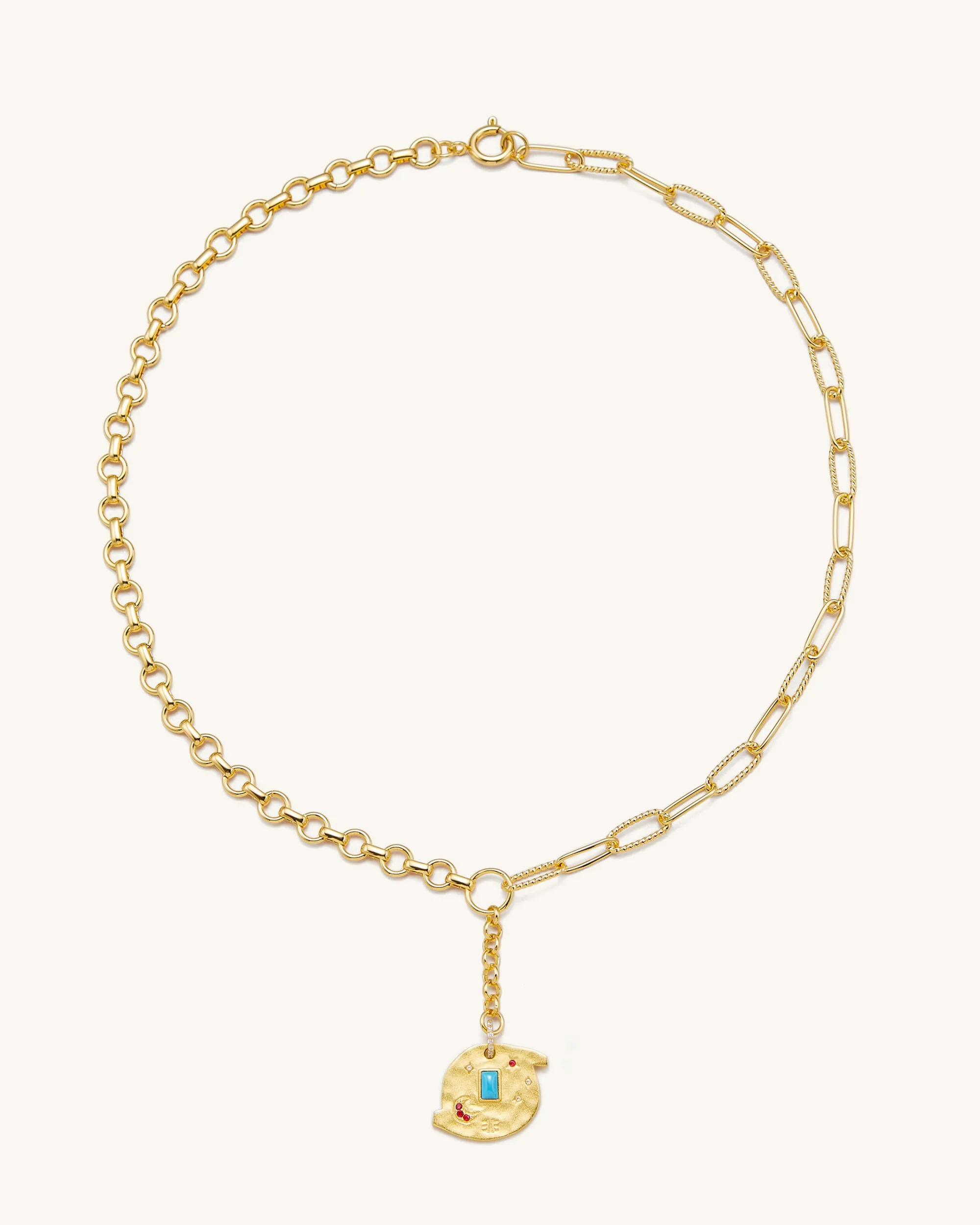 Cosmos Round Necklace - 18ct Gold Plated & Multicolor Zircon sold by JW PEI