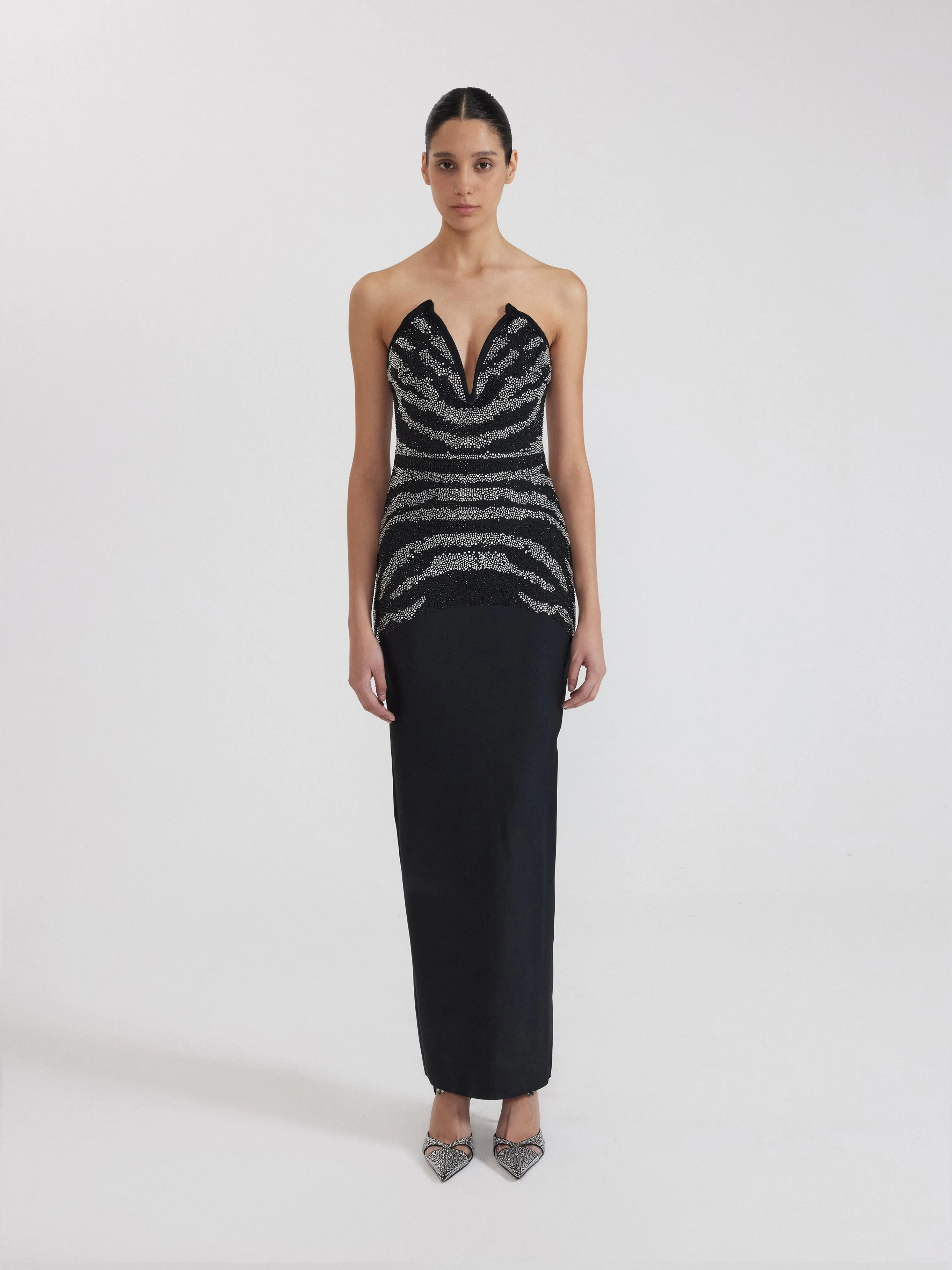 Black Strapless Zebra Dress - Black sold by JW PEI