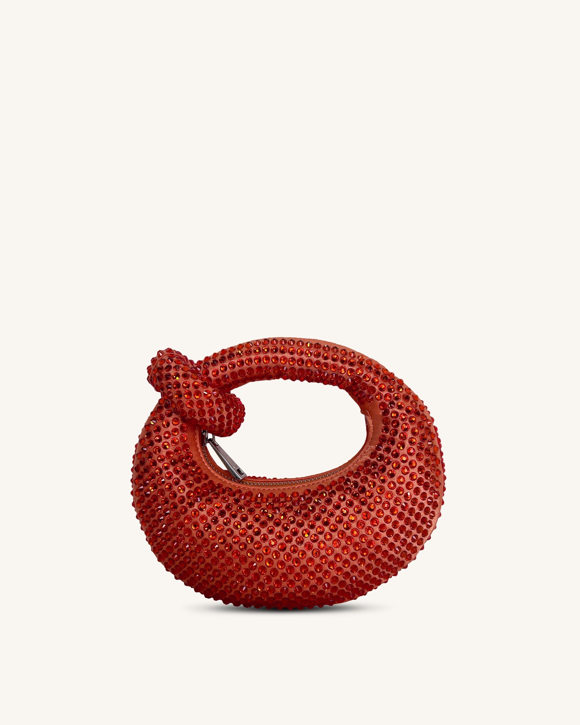 Abacus Artifical Crystal Mini Top Handle Bag - Orange sold by JW PEI