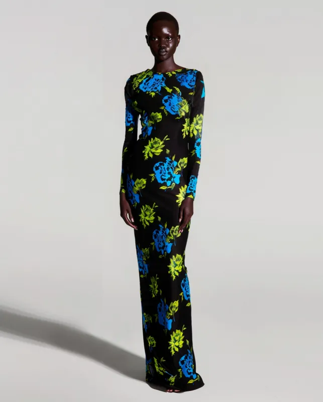 Zoe Vibrant Floral Long Sleeve Gown - Multicolor sold by JW PEI