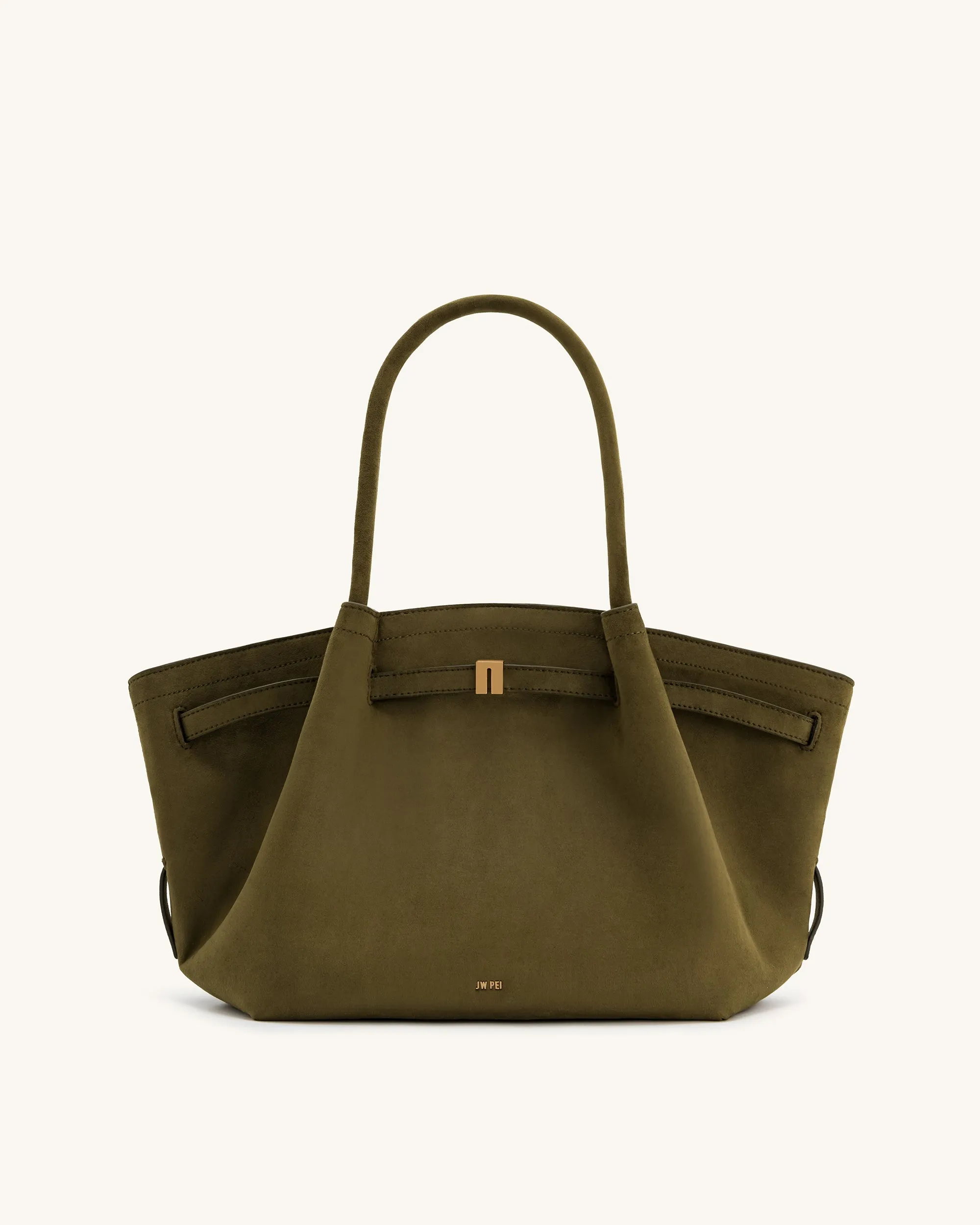 Hana Medium Faux Suede Tote Bag - Dark Olive sold by JW PEI product image thumbnail 2