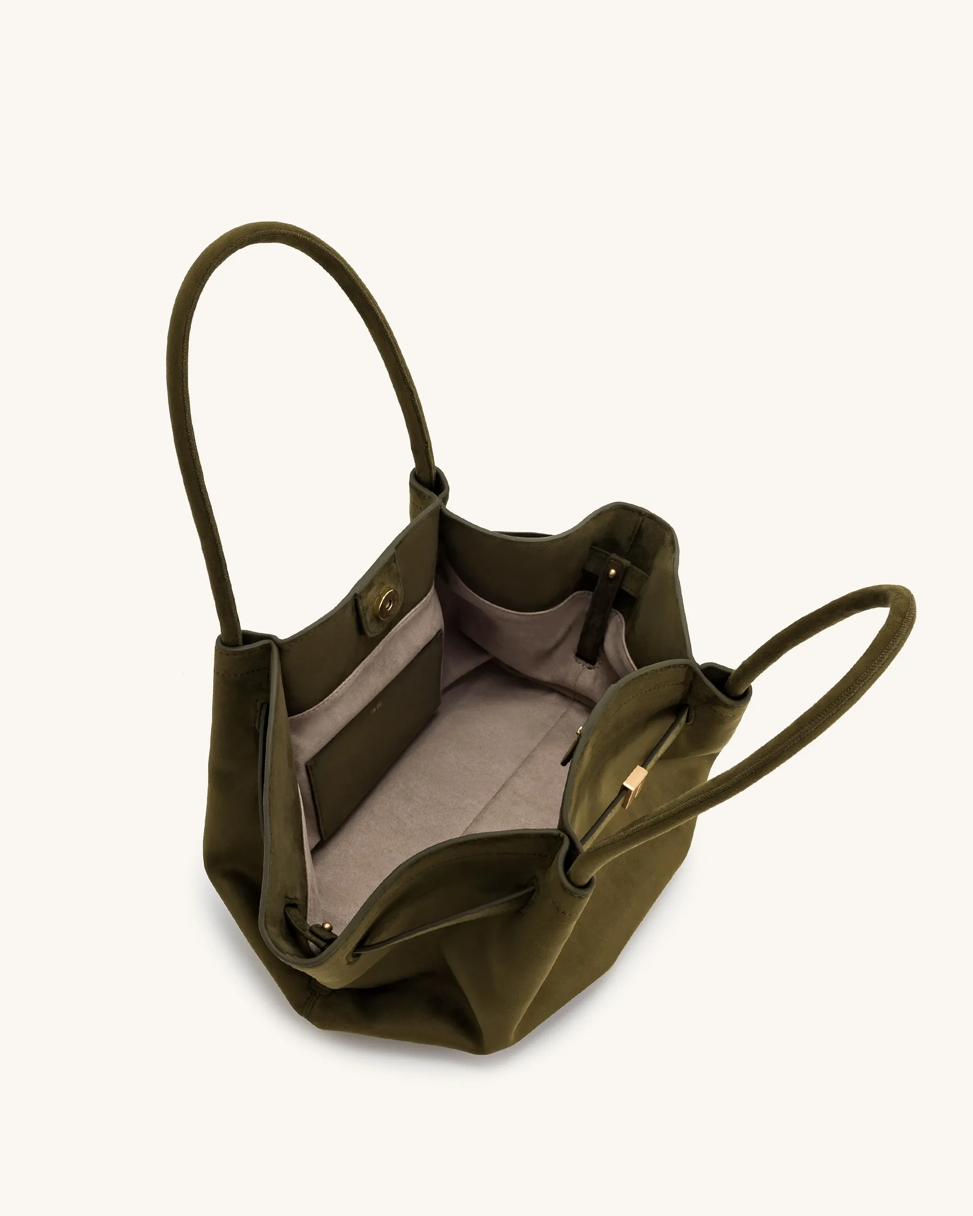 Hana Medium Faux Suede Tote Bag - Dark Olive sold by JW PEI product image thumbnail 5