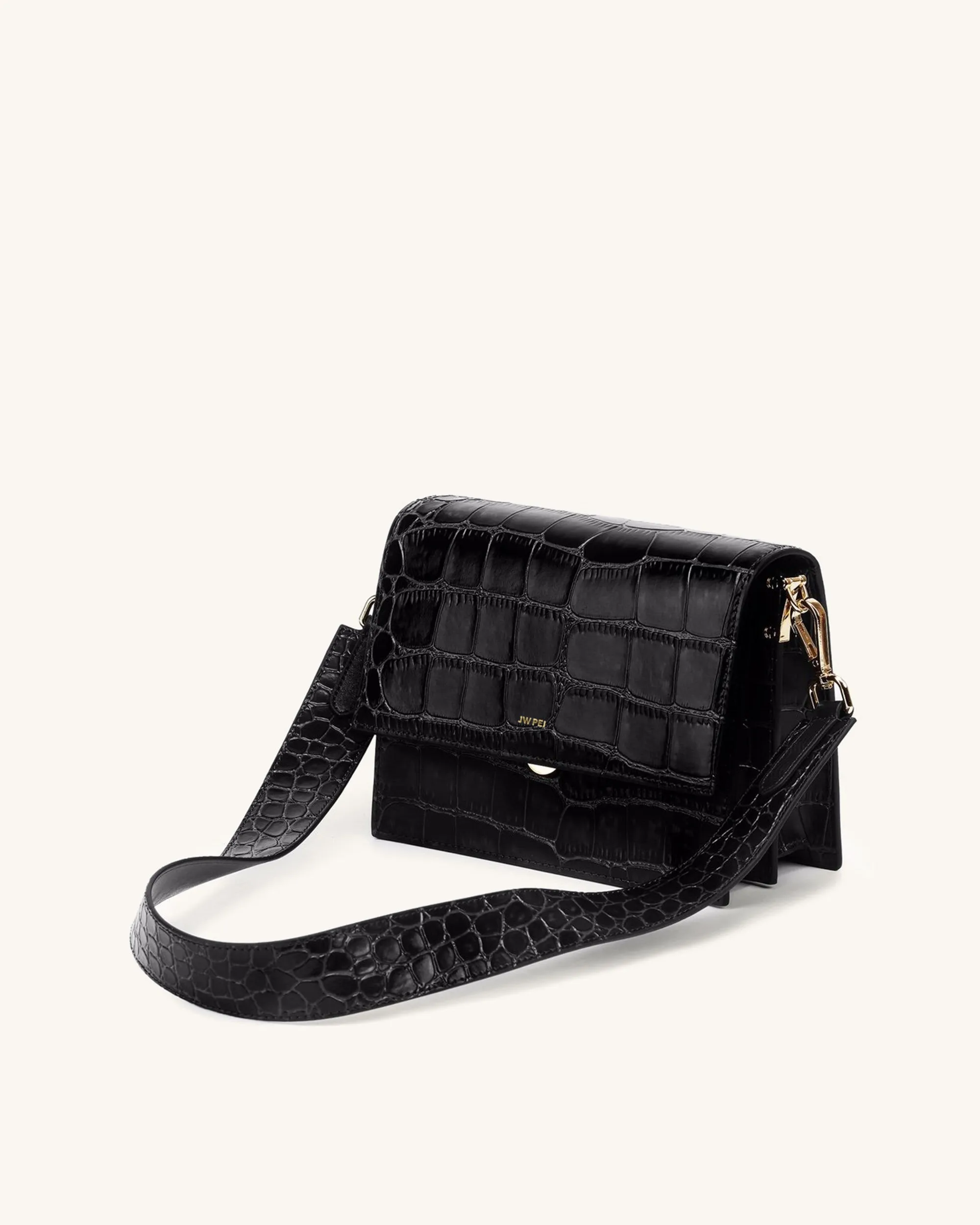 Mini Flap Crossbody - Black Croc sold by JW PEI
