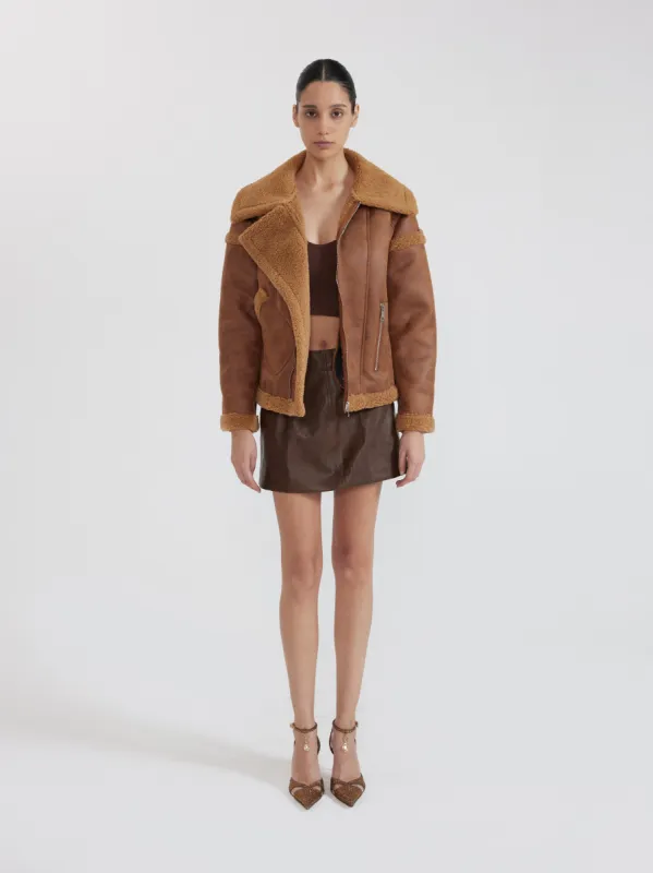 Brown Shearling Jacket - Brown sold by JW PEI