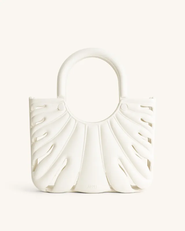Faye Leaf Beach Bag - White sold by JW PEI