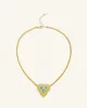 Leaf Pendant Necklace - 18ct Gold Plated & Aquamarine Zircon sold by JW PEI