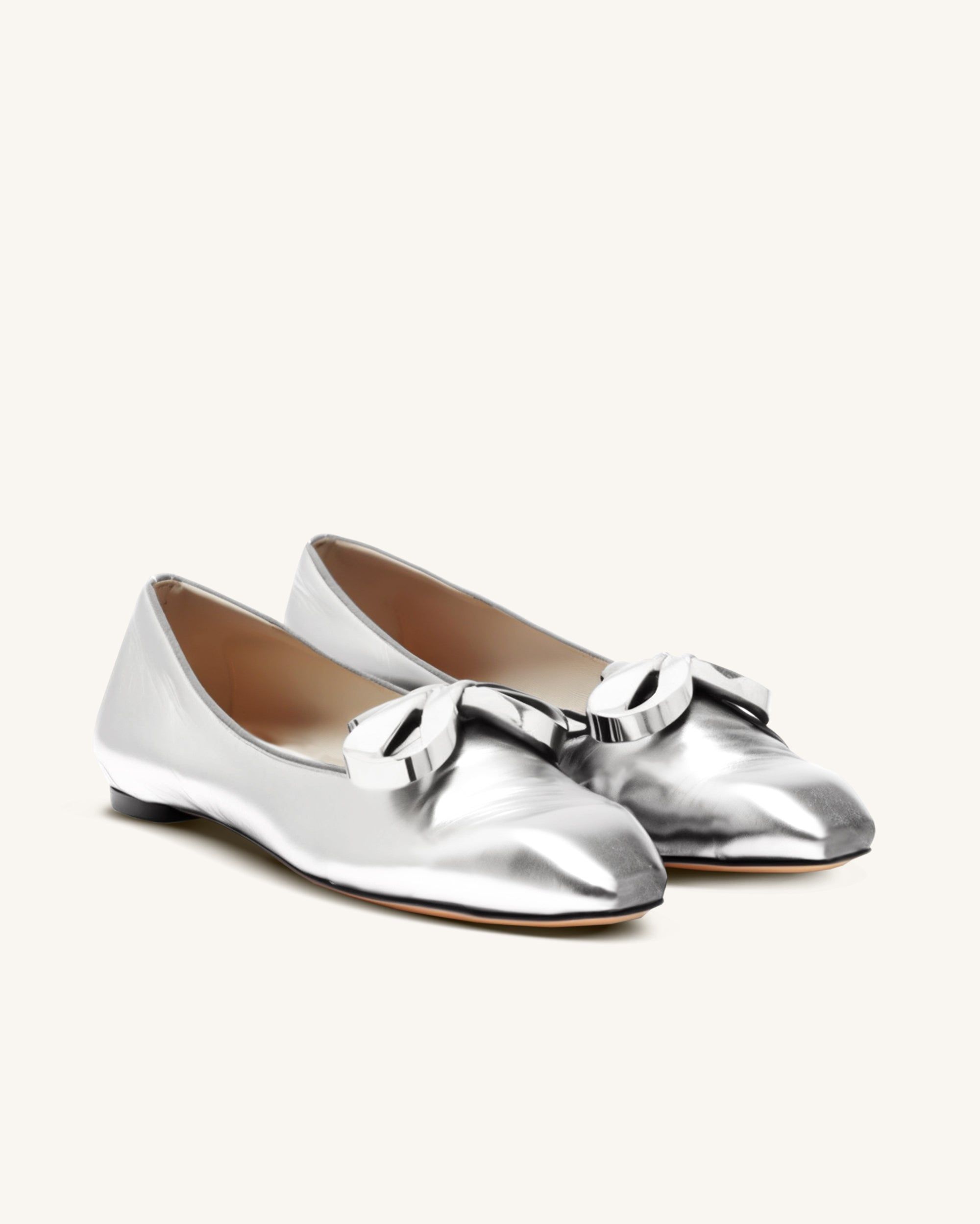 Giovanna Metal-bowcap Ballerina Flat - Silver sold by JW PEI
