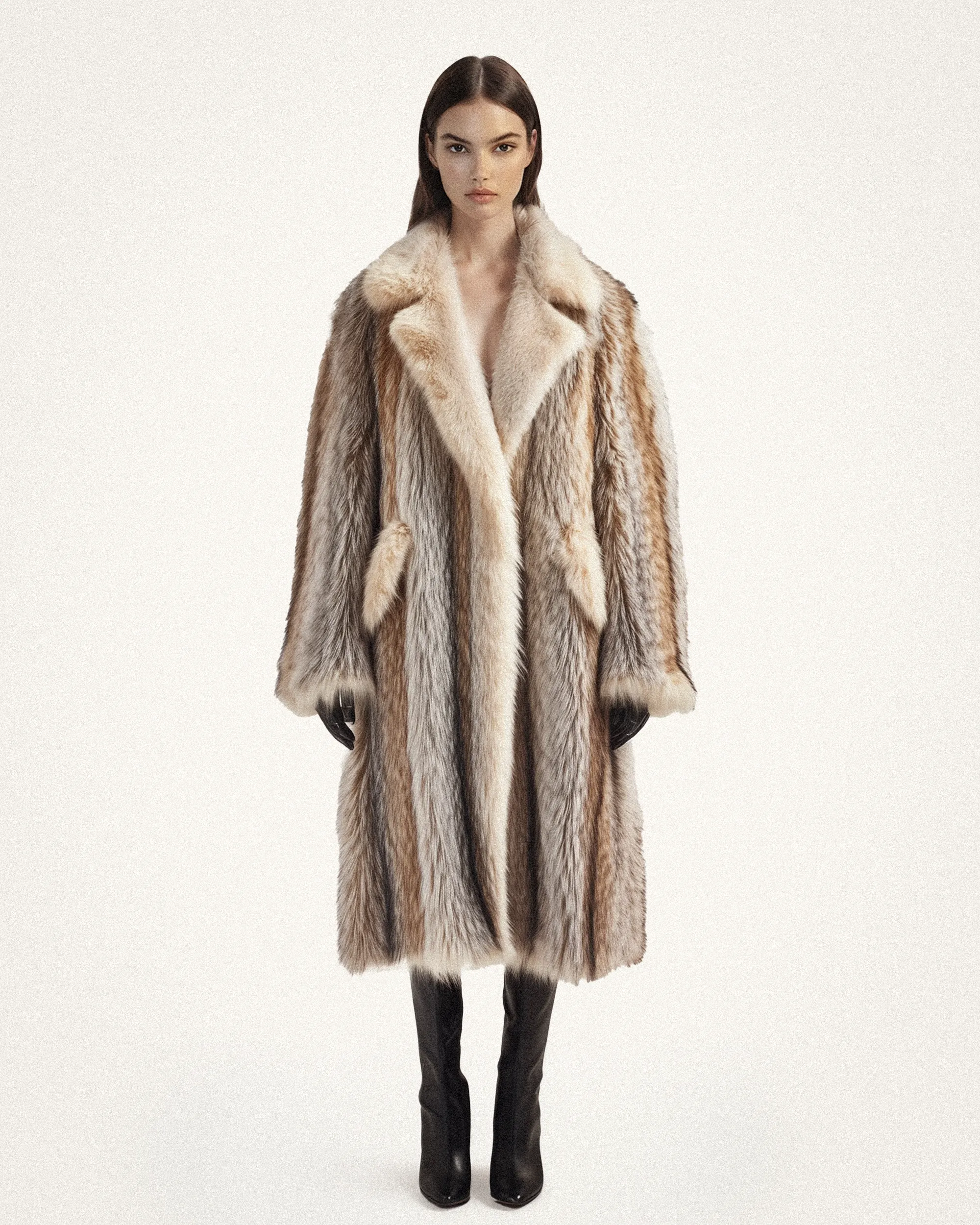 Amelia Long Faux Fur Coat - Brown sold by JW PEI