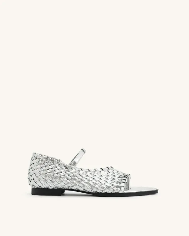 Jocelyn Weave Strap Flip-flops - Silver sold by JW PEI