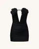 Bailee Black Floral Applique And Ruched Tube Mini Dress - Black sold by JW PEI