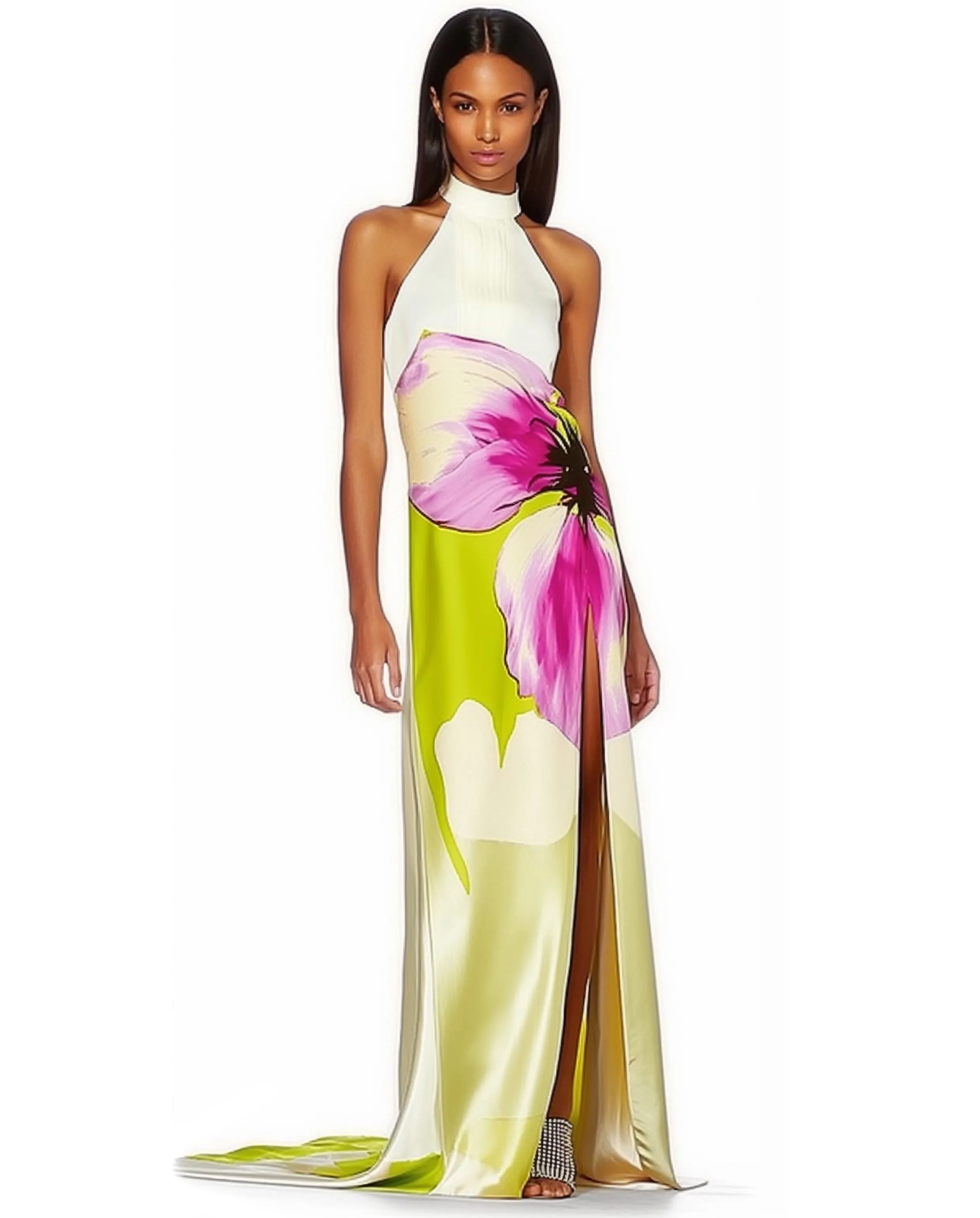 Olivia Floral Halter Gown - Multicolor sold by JW PEI