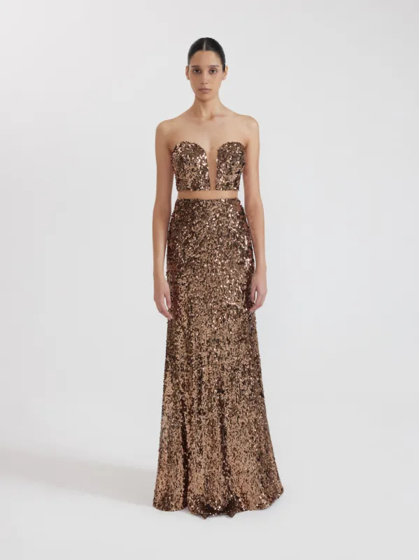 Bronze Sequin Two-Piece Dress - Bronze sold by JW PEI
