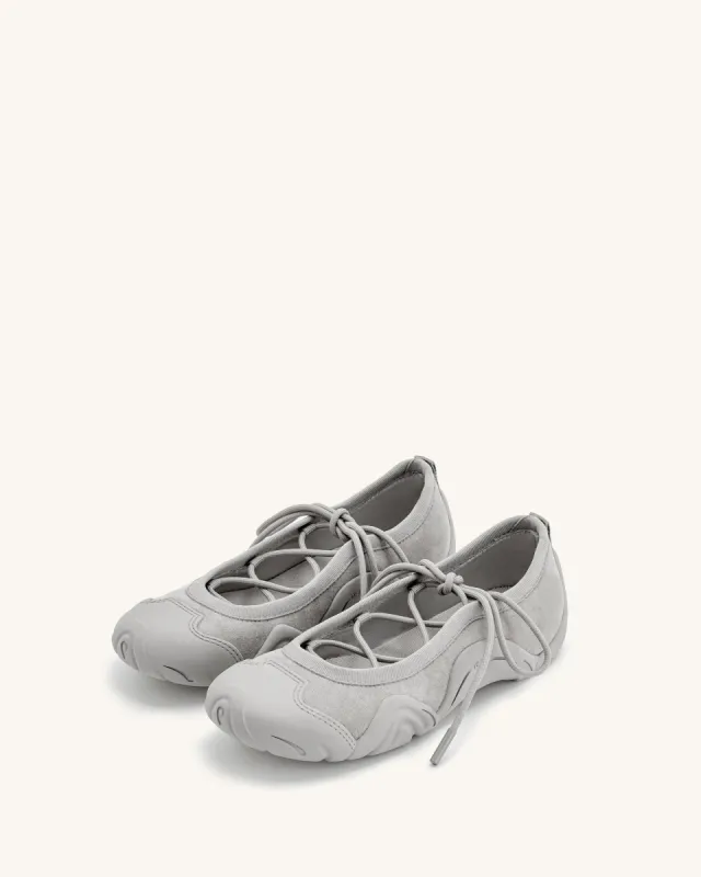 Caitlin Lace-up Ballerina Sneakers  - Grey sold by JW PEI